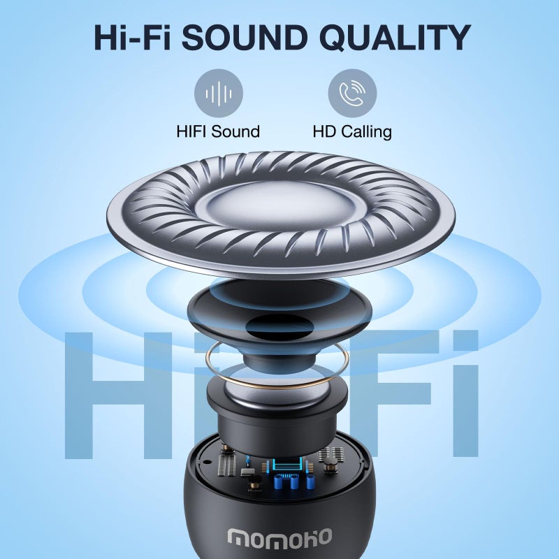 MOMOHO The Smallest Mini Bluetooth Speaker Wireless,Tiny Speakers with Built in Mic,TWS Portable Speaker for Hiking, Running, Car, Outdoor, Travel, Gifts (Black) - Image 4